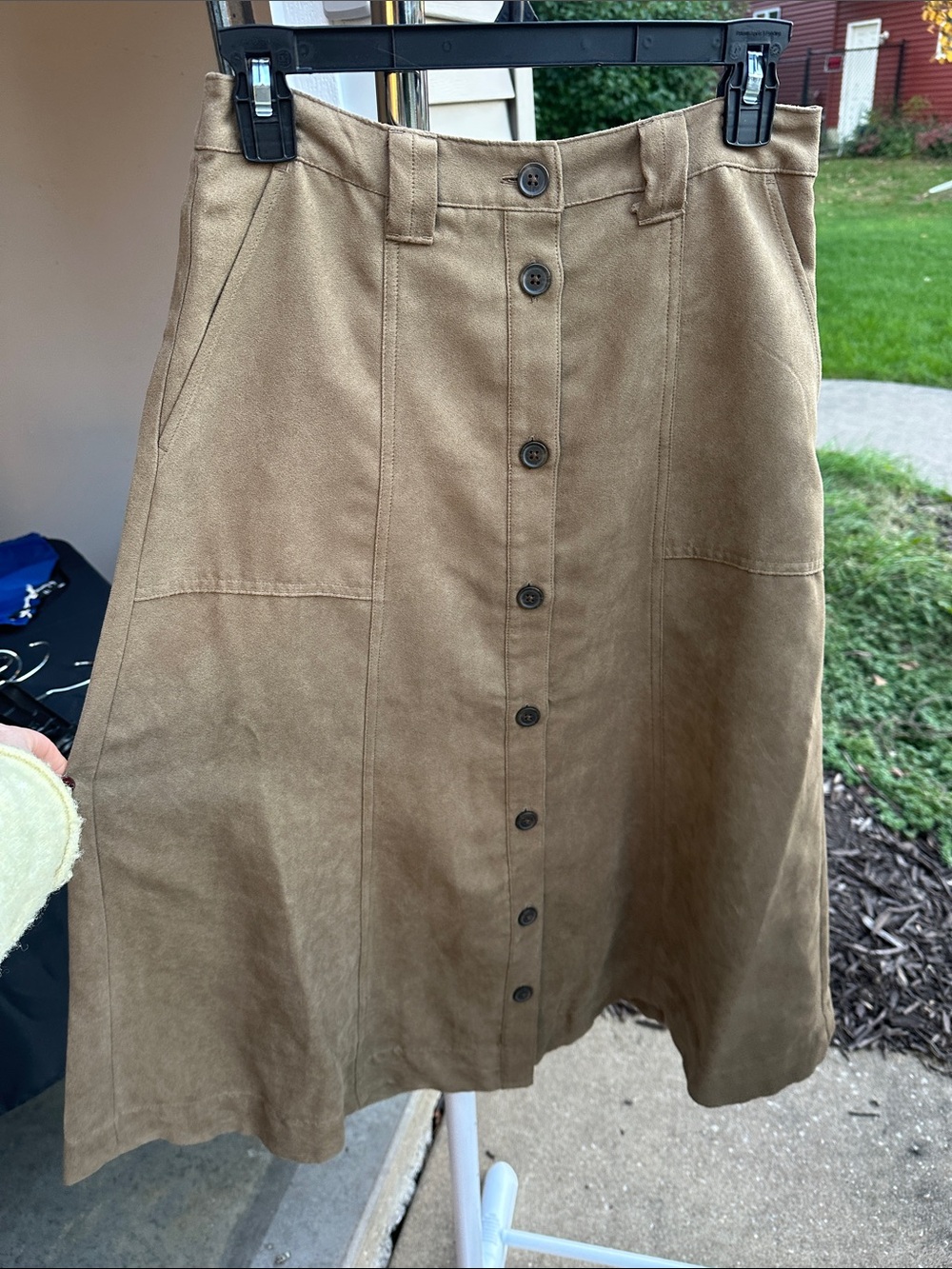 Universal Thread Tan Button-Front A-Line Skirt